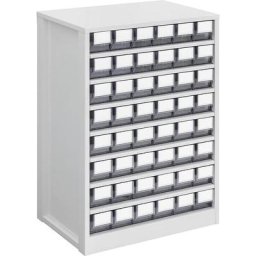Bloc-tiroir, charge max. 240 kg, h x l x p 862 x 600 x 417 mm, 48 tiroirs, tiroirs translucides