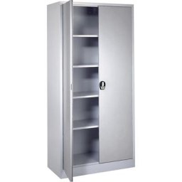 Wolf Armoire à portes battantes avec serrure électronique, avec portes en tôle pleine, gris clair / gris clair