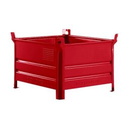 Heson Caisse-palette à parois pleines, l x L 800 x 1000 mm, charge max. 2000 kg, rouge, 10 pièces et +