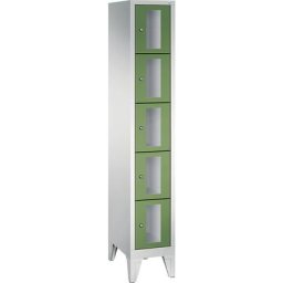 C+P Armoire à casiers CLASSIC, hauteur casiers 295 mm, sur pieds, 5 casiers, largeur 320 mm, porte vert réséda