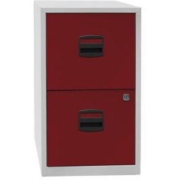 BISLEY Classeur pour dossiers suspendus PFA, 2 tiroirs, gris clair / rouge cardinal