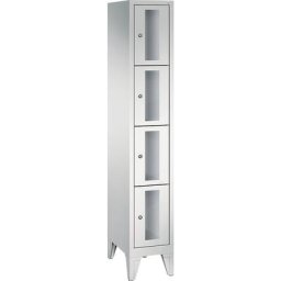 C+P Armoire à casiers CLASSIC, hauteur casiers 375 mm, sur pieds, 4 casiers, largeur 320 mm, porte gris clair