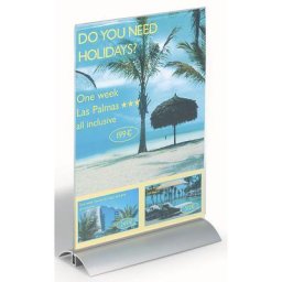 DURABLE Présentoir de table acrylique avec pied en aluminium, format A4, h x l x p 322 x 212 x 85 mm, lot de 6