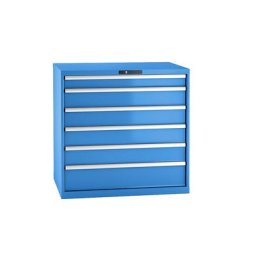 LISTA Armoire à tiroirs en tôle d'acier, h x l 1000 x 1023 mm, 6 tiroirs, charge max. 75 kg, bleu clair