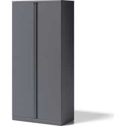 BISLEY Armoire à portes battantes ESSENTIALS, 4 tablettes, 5 hauteurs de classeurs, anthracite