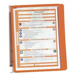DURABLE Kit complet support mural, 5 pochettes transparentes A4, lot de 2, cadre orange