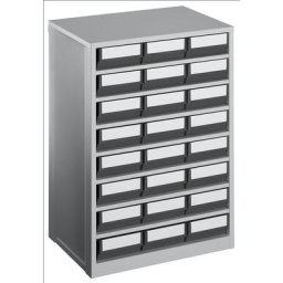 Bloc-tiroir, charge max. 240 kg, h x l x p 862 x 600 x 417 mm, 24 tiroirs, tiroirs gris