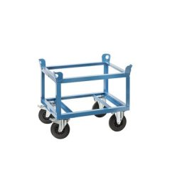 eurokraft pro Plateau roulant en acier, pour demi-palettes, charge max. 500 kg, hauteur de chargement 650 mm, bleu, à partir de 10 pièces
