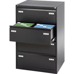 BISLEY Classeur pour dossiers suspendus LIGHT, à 2 rangées, 4 tiroirs format A4 transversal, noir profond