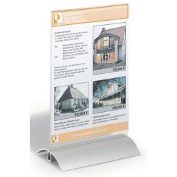 DURABLE Présentoir de table acrylique avec pied en aluminium, format A5, h x l x p 237 x 150 x 85 mm, lot de 6