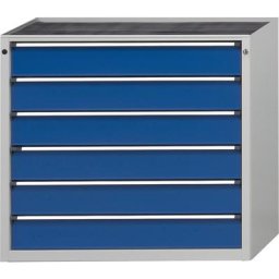 ANKE Armoire à tiroirs sans plateau, largeur 1060 mm, charge max. tiroirs 200 kg, 6 tiroirs de 150 mm, façade bleu gentiane