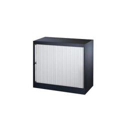 BISLEY Armoire à rideaux Euro, largeur 800 mm, 1 tablette, noir profond / gris clair