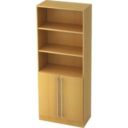 VIOLA - Armoire et rayonnages combinés, 2 tablettes ouvertes, 1 tablette derrière portes, façon hêtre