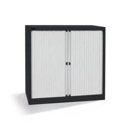 BISLEY Armoire à rideaux Euro, largeur 1000 mm, 2 tablettes, noir profond / gris clair