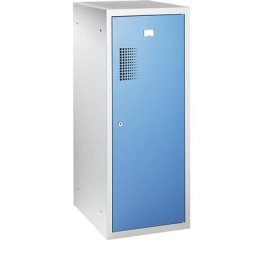 eurokraft basic Vestiaire multicases combiné, module unique, h x l x p 1000 x 400 x 500 mm, serrure à cylindre, corps gris clair, porte bleu clair