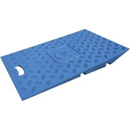 Jeu de rampes pour fauteuils roulants, pour gaine protège-câbles, L x l x h 744 x 440 x 75 mm, bleu