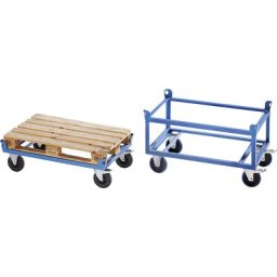 eurokraft pro Plateau roulant en acier, pour palettes Europe, charge max. 500 kg, hauteur de chargement 650 mm, bleu, à partir de 10 pièces