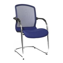 Topstar OPEN CHAIR - le siège visiteur design, fauteuil à piétement luge et dossier résille, lot de 2, bleu roi