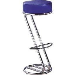 Tabouret de bar en forme de Z, avec rembourrage épaisseur 100 mm, bleu, lot de 2