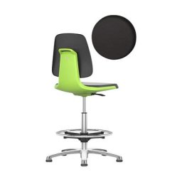 bimos Siège d'atelier LABSIT, avec patins et repose-pieds circulaire, assise en mousse PU, vert