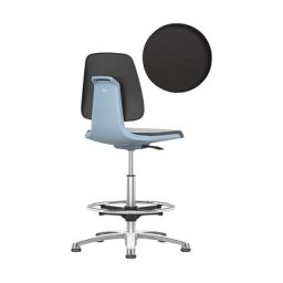 bimos Siège d'atelier LABSIT, avec patins et repose-pieds circulaire, assise en mousse PU, bleu