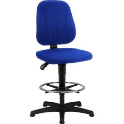 bimos Siège d'atelier à hauteur réglable par lift à gaz, habillage tissu, bleu, avec patins et repose-pieds circulaire