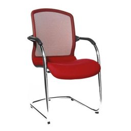 Topstar OPEN CHAIR - le siège visiteur design, fauteuil à piétement luge et dossier résille, lot de 2, rouge