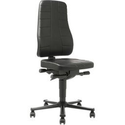 bimos Siège d'atelier All-in-One, avec roulettes, similicuir noir
