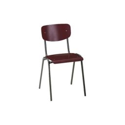 Chaise empilable CLASSIC, piétement peint, lot de 4, bois bordeaux