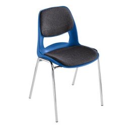 Chaise à coque en polypropylène, avec rembourrage gris, bleu, lot de 2