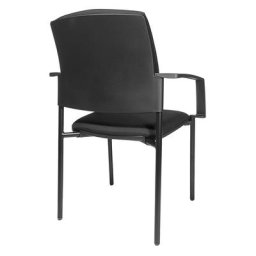 Topstar Chaise rembourrée empilable, piétement quatre pieds, lot de 2, piétement noir, rembourrage noir