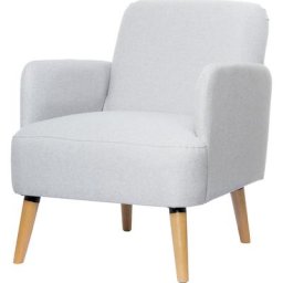Fauteuil BROOKS, pieds en bois massif, gris clair