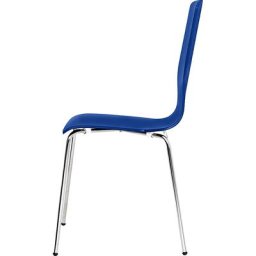 Chaise à coque en bois, h x l x p 850 x 400 x 520 mm, lot de 4, coque bleue