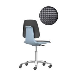 bimos Siège d'atelier LABSIT, piétement cinq branches avec roulettes, assise Supertec, bleu