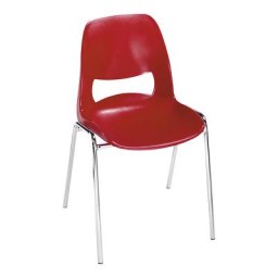 Chaise à coque en polypropylène, sans rembourrage, rouge, lot de 4