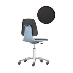 bimos Siège d'atelier LABSIT, piétement cinq branches avec roulettes, assise à habillage similicuir, bleu
