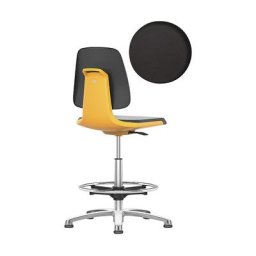 bimos Siège d'atelier LABSIT, avec patins et repose-pieds circulaire, assise à habillage similicuir, orange