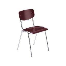 Chaise empilable CLASSIC, piétement chromé, lot de 4, bois bordeaux