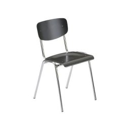 Chaise empilable CLASSIC, piétement chromé, lot de 4, bois anthracite