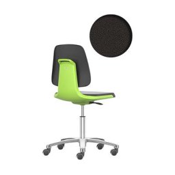 bimos Siège d'atelier LABSIT, piétement cinq branches avec roulettes, assise à habillage tissu, vert