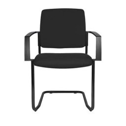 Topstar Chaise rembourrée empilable, chaise à piétement luge, lot de 2, piétement noir, rembourrage noir