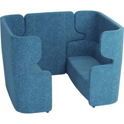 BISLEY Canapé acoustique VIVO, 2 deux places avec dossier haut, paroi médiane, bleu