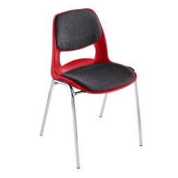 Chaise à coque en polypropylène, avec rembourrage gris, rouge, lot de 2