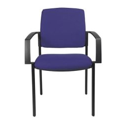 Topstar Chaise rembourrée empilable, piétement quatre pieds, lot de 2, piétement noir, rembourrage bleu