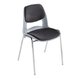 Chaise à coque en polypropylène, avec rembourrage gris, gris, lot de 4