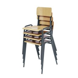 eurokraft basic Chaise empilable en contreplaqué de hêtre, lot de 4, piétement gris basalte