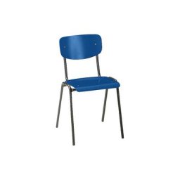 Chaise empilable CLASSIC, piétement peint, lot de 4, bois bleu gentiane