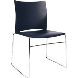 Topstar Chaise empilable à piétement luge, piétement chromé, lot de 4, bleu foncé