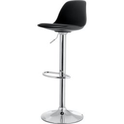 Tabouret de bar BOBBA, avec coussin, lot de 2, noir