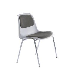 Chaise coque rembourrée, coque grise, tissu gris